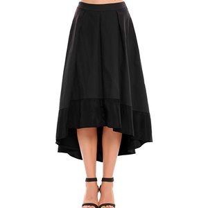 High-waisted black high-low skirt, size Large